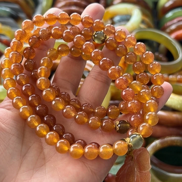 蛇纹石玉合金手链