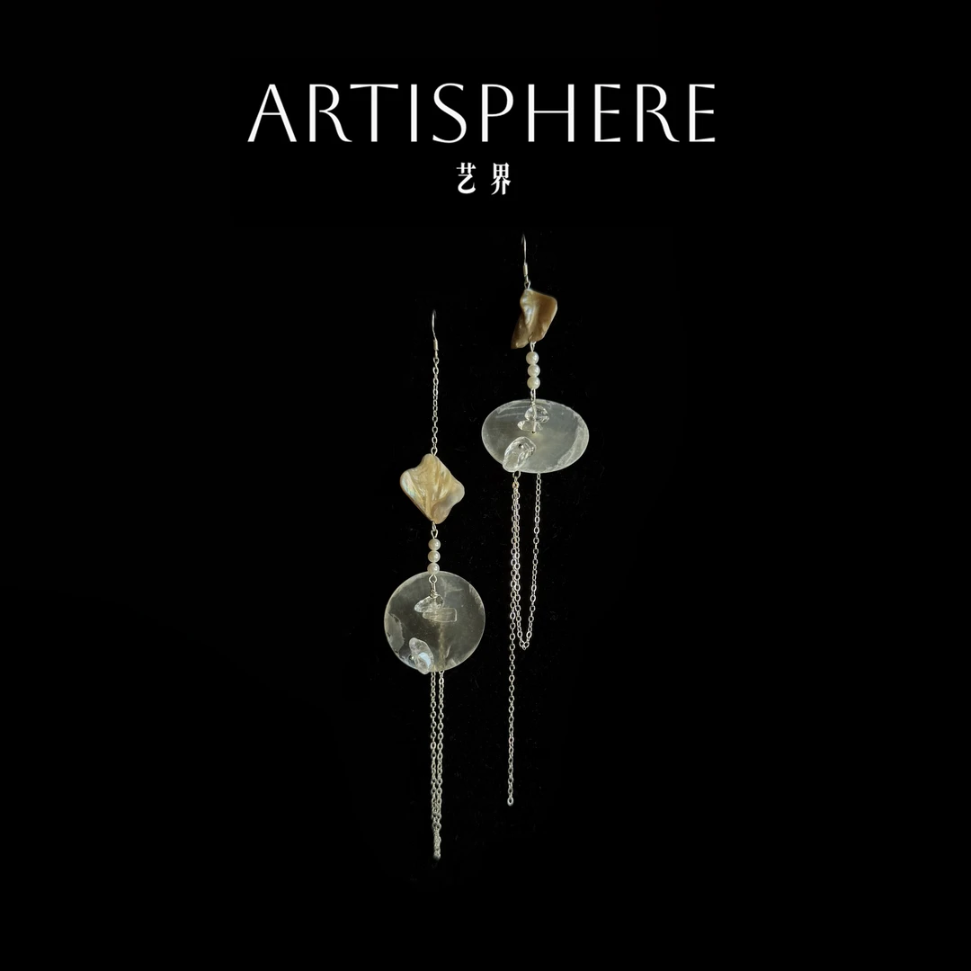 非金属布艺耳饰 小众设计原创手作巴洛克贝壳高级感流苏耳环B01