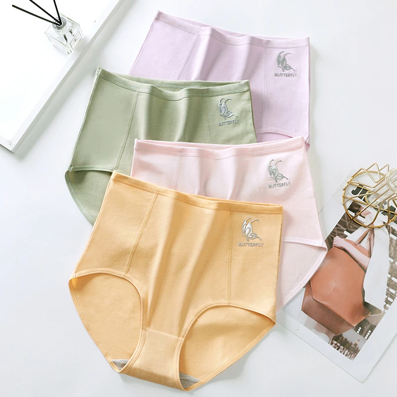 【4条装】大码高腰内裤中年妈妈加肥加大印花女士三角裤头