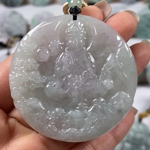 翡翠颈饰未镶嵌山水观音福利
