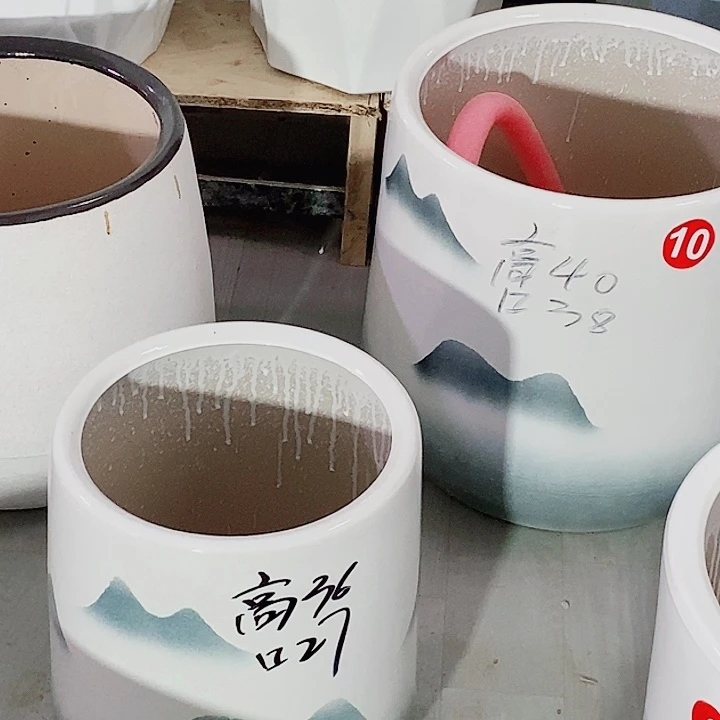 陶瓷大花盆山水一套福袋