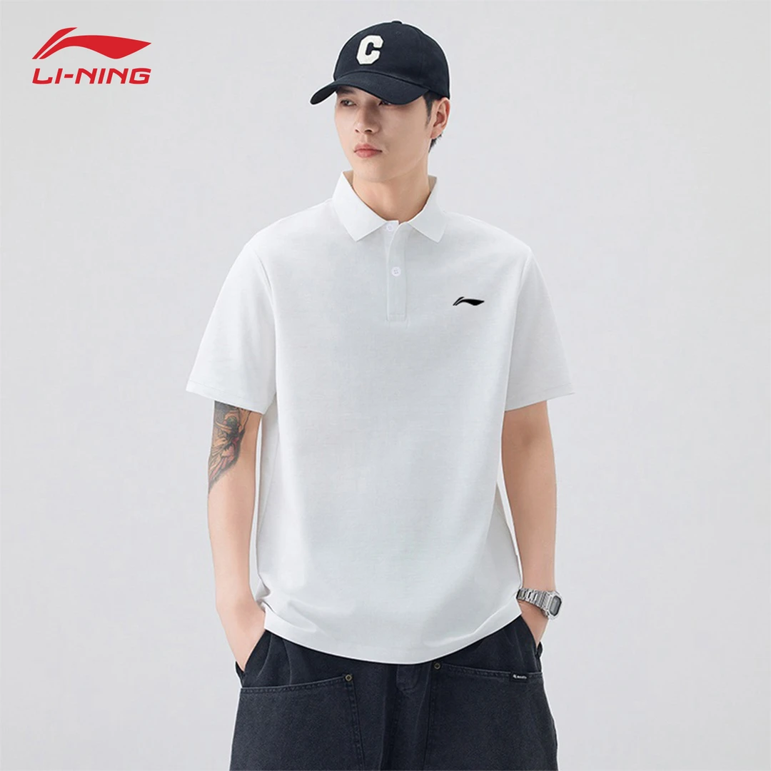 李宁速干polo衫男士夏季新款休闲透气薄款上衣纯色百搭翻领短袖男