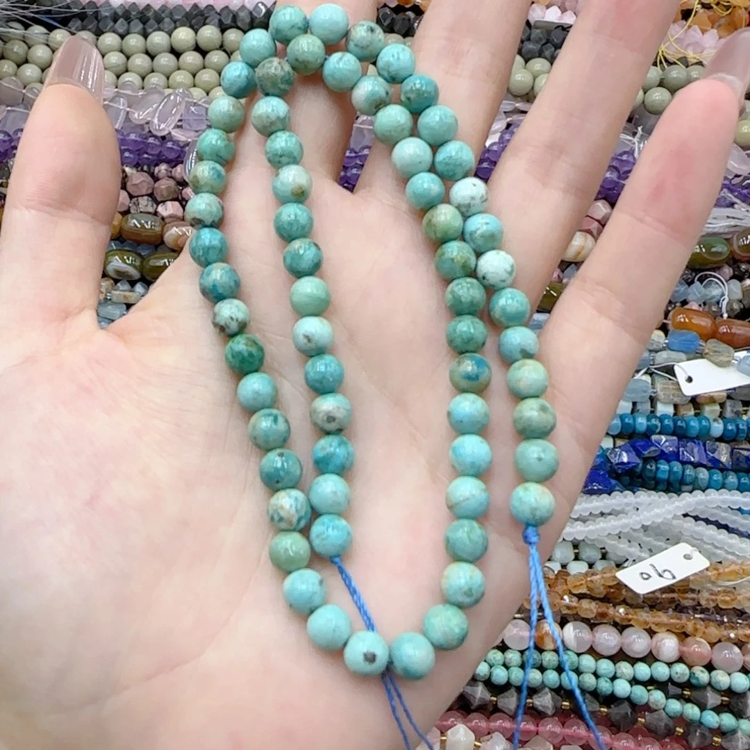 玛瑙/玉髓未镶嵌珠宝半成品天然绿松石珠一条卡6