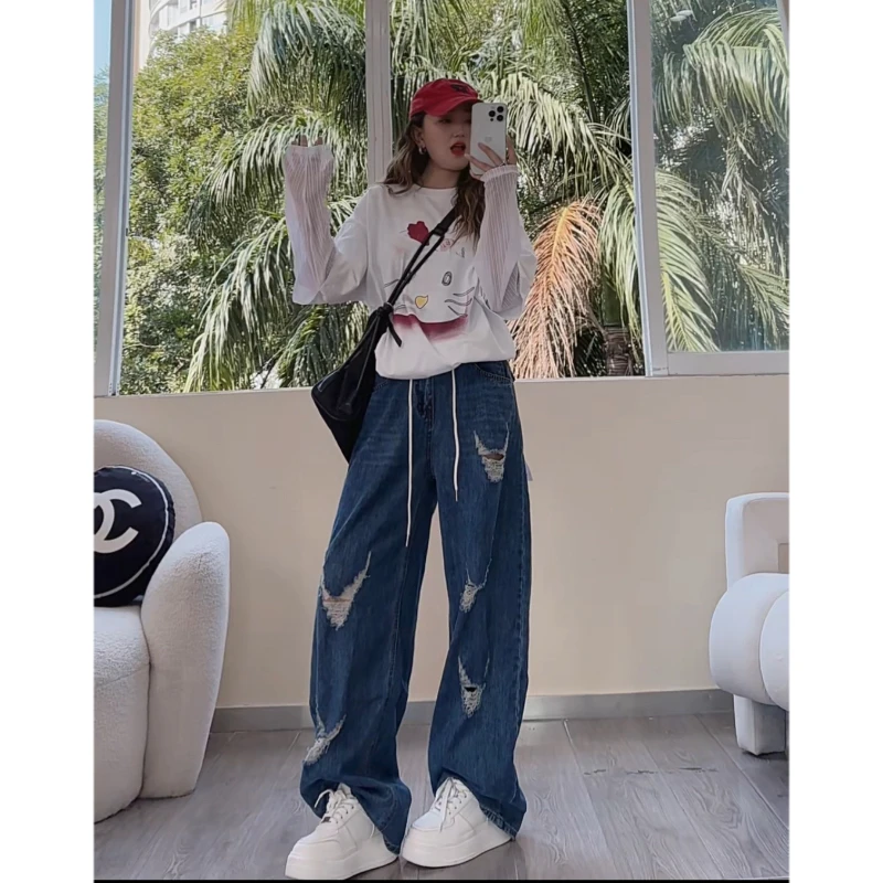 佟掌柜-报恩裤 高腰显瘦牛仔百搭纯色破洞裤牛仔裤70387