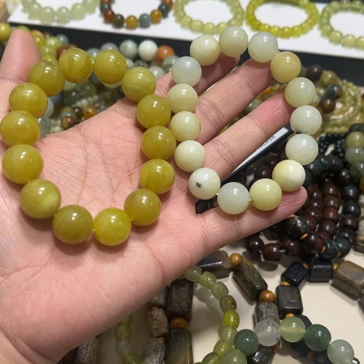 蛇纹石玉未镶嵌手链卡14微瑕