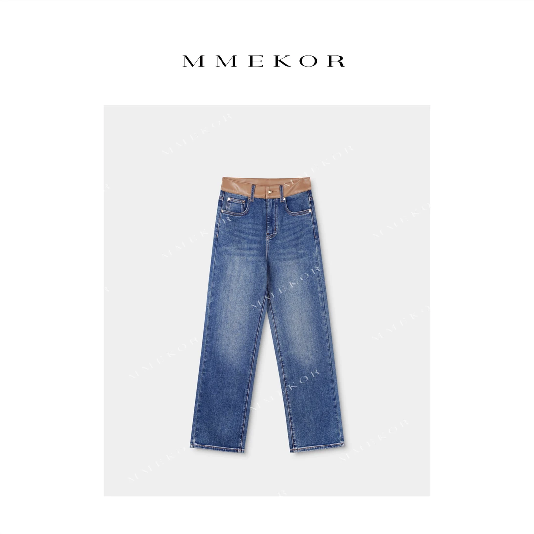 MMEKOR“汤丽仔裤”2025新款秋款普赛克丹宁时尚牛仔裤 79983