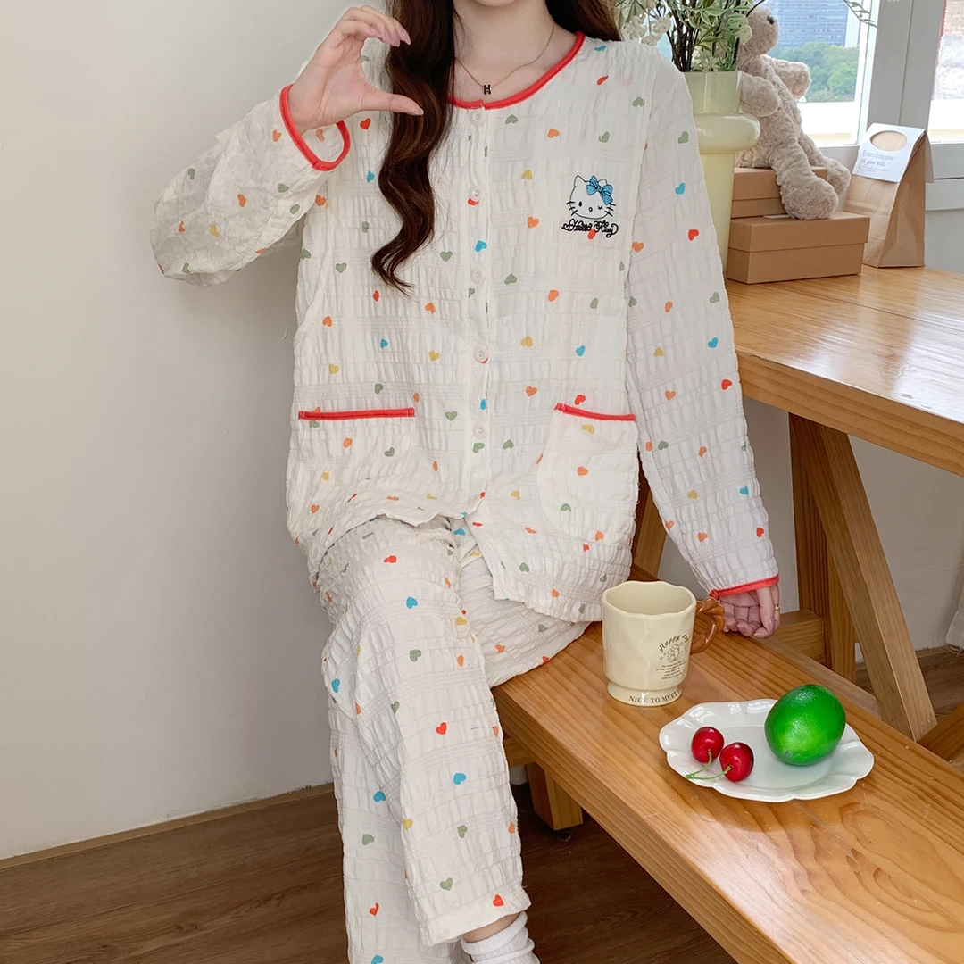 【夏季轻薄皱皱棉纱】月子服产后哺乳孕妇睡衣女产妇待产纯棉长袖78