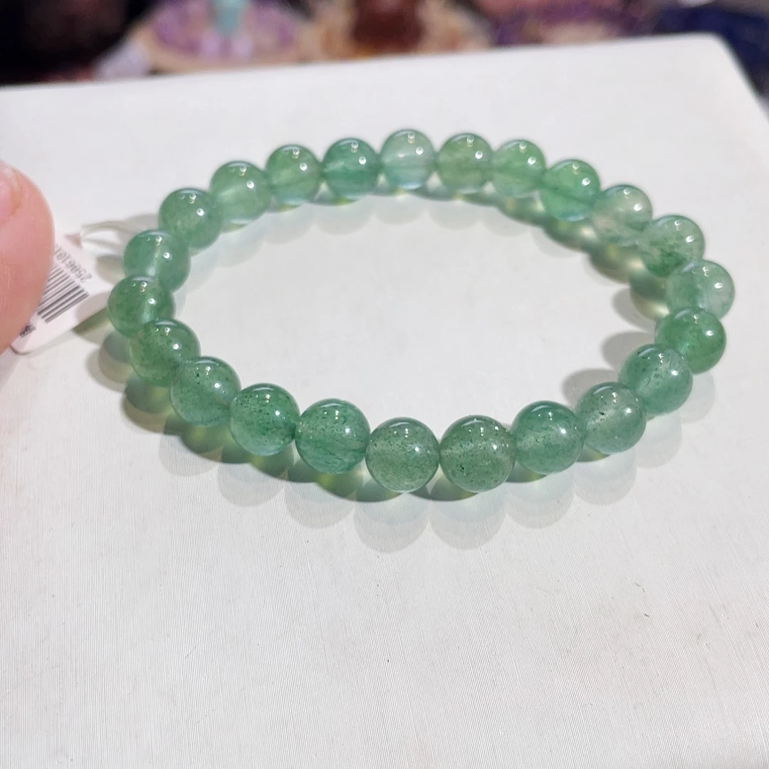 石英质玉未镶嵌手链冰体绿草莓晶8mm