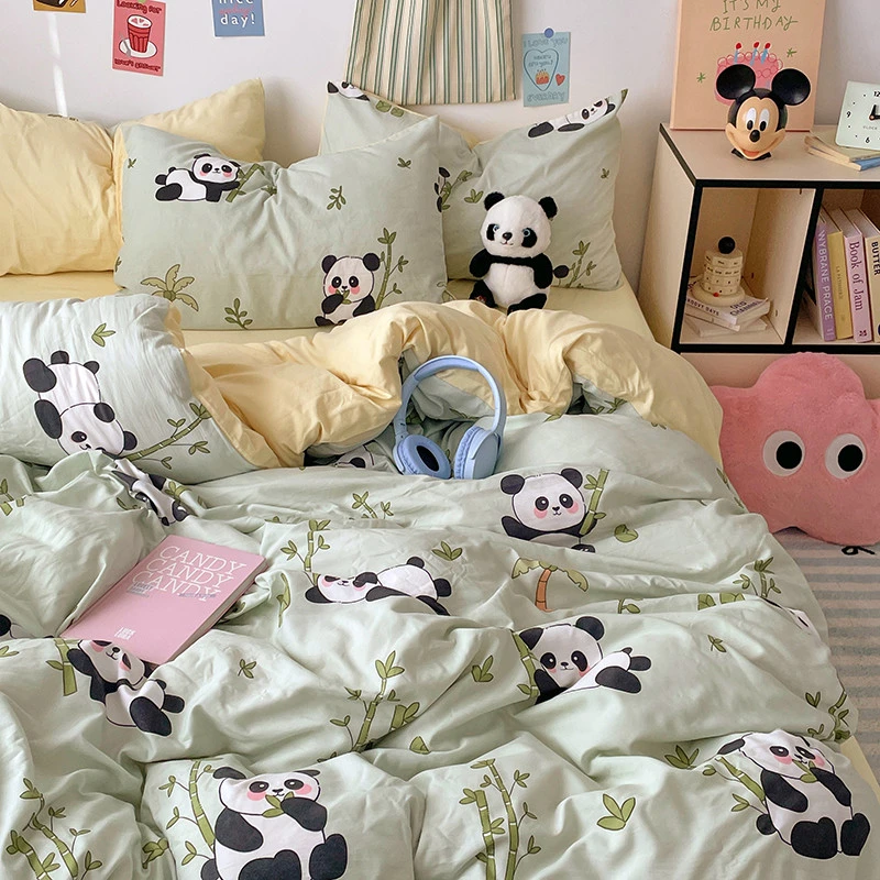 A类ins超柔小熊猫四件套床单被套学生宿舍三件套网红可爱简约被罩