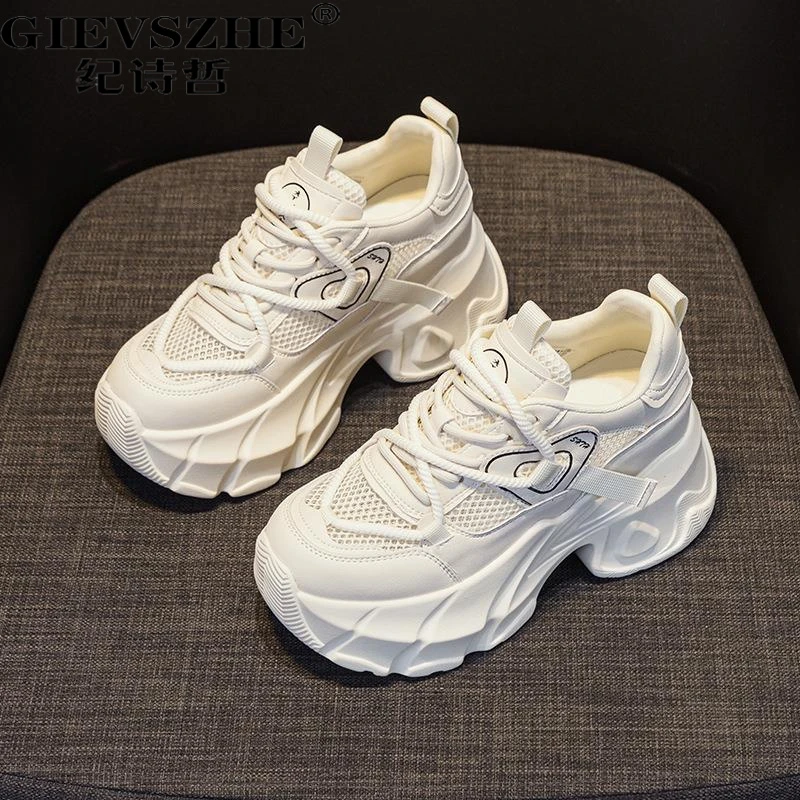 纪诗哲老爹鞋女夏季新厚底内增高透网时尚潮流百厚底增高透气老爹