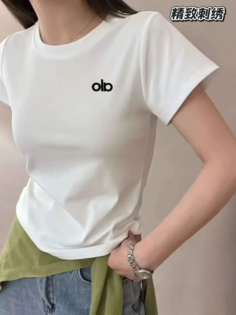 【胸标old】2025新款正肩时尚简约纯色小款百搭正肩圆领短袖