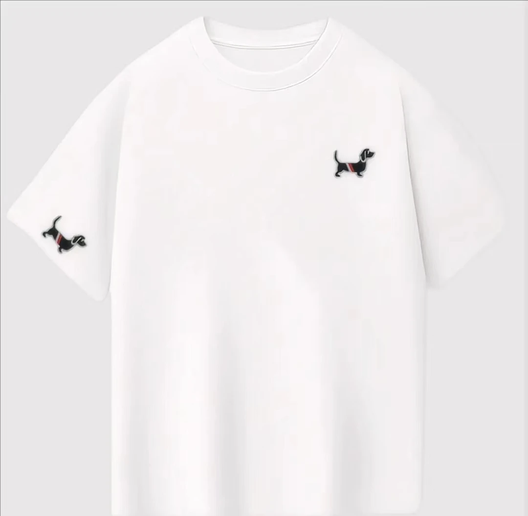 1121夏季新款圆领短袖棉T恤简约时尚百搭男女同款ins-刺绣小狗