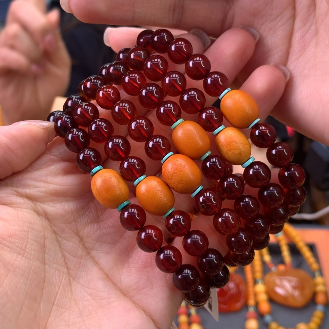 未镶嵌血珀手串多样性发一