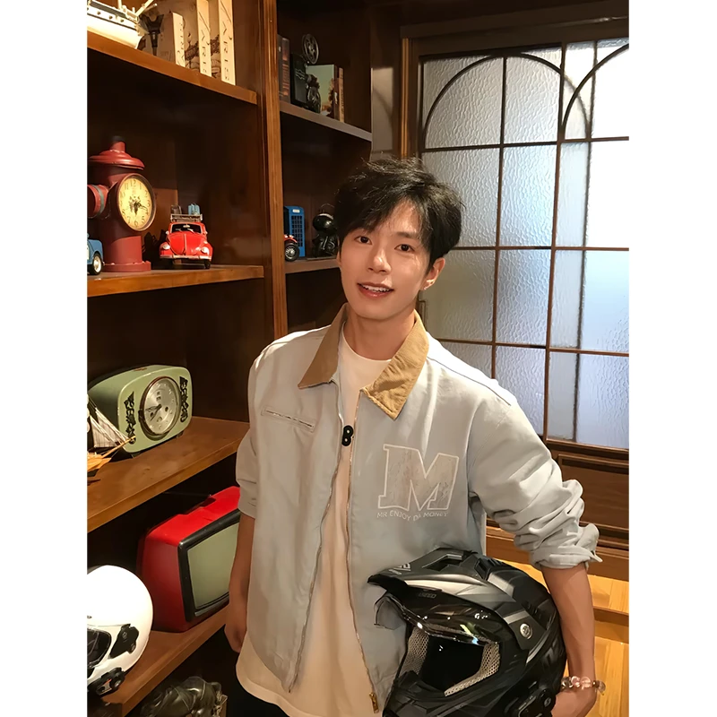 侯明昊同款蕾丝底特律夹克男女秋季美式复古cleanfit短款情侣外套