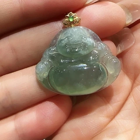 翡翠18K金镶嵌吊坠(不含链)