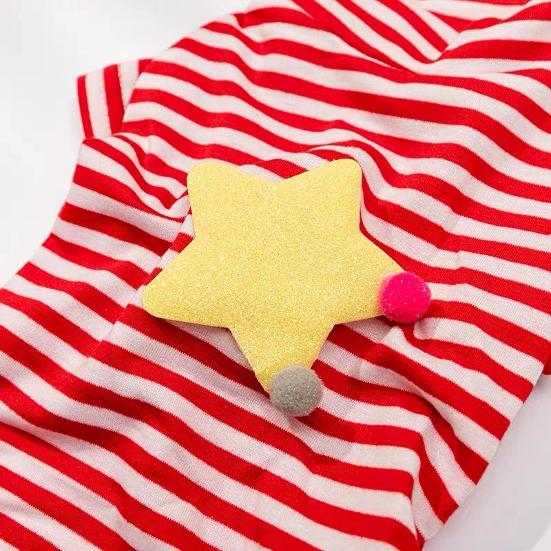 宠物星星条纹圆领打底衫春夏薄款衣服（NO退NO换）