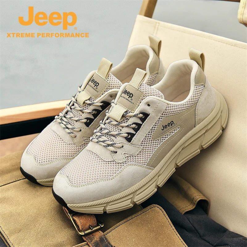 Jeep男鞋春夏新款户外防滑耐磨徒步鞋轻便透气休闲鞋男软底爸爸鞋