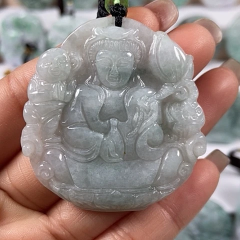翡翠颈饰未镶嵌送子观音福利