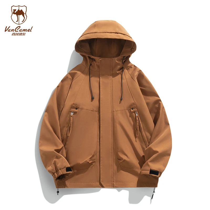VANCAMEL/西域骆驼2024夹克纯色连帽春秋季男女山系户外防风外套