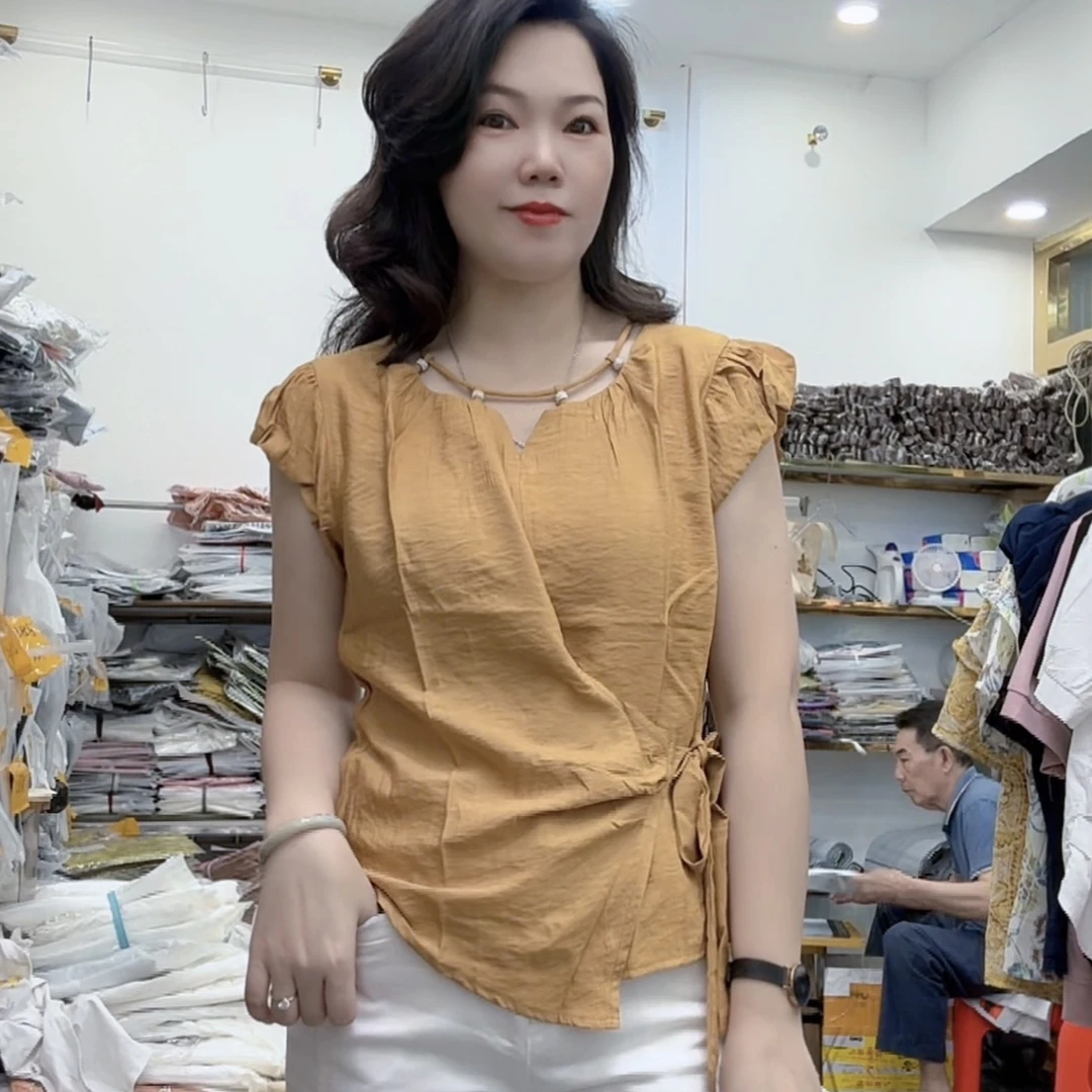 【芬芬家】2025新款时尚夏装凉爽气质显瘦修身上衣2548