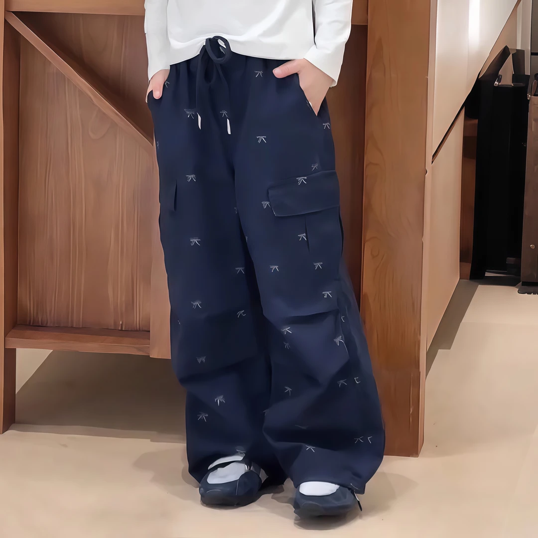 女童春秋工装裤2025新款洋气儿童休闲裤子女孩韩版中大童阔腿裤子