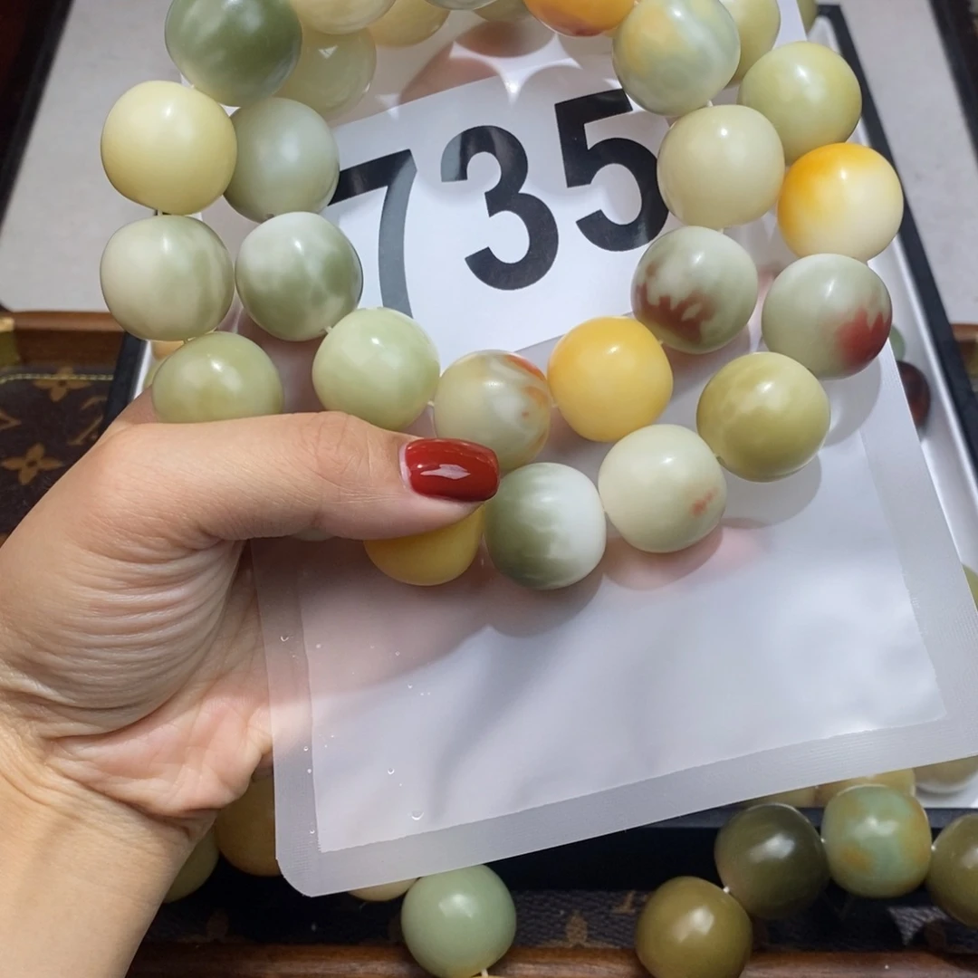 白玉菩提手串梨**点735高货干磨