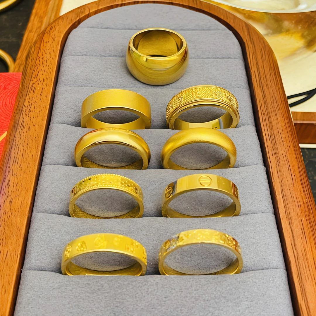 合金戒指 经典平安无事戒碎碎冰素款情侣对戒戒指（卡码拍大）