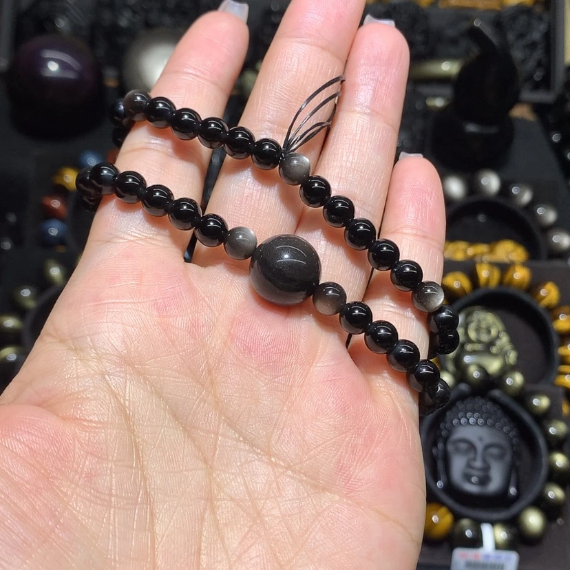 【闪购商品】黑曜岩珠宝奇石未镶嵌森*