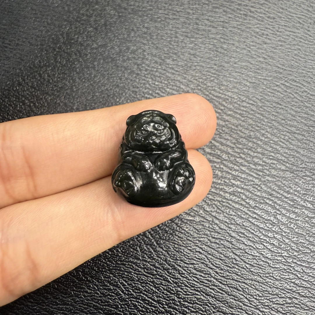 【倔老头工厂】和田玉青玉抱抱虎吊坠 精美 雕刻款  配绳