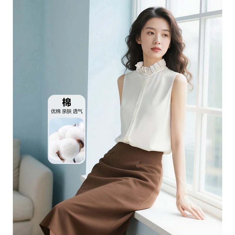 晚白【新品】花边无袖衫女【叠穿内搭神器】25071227