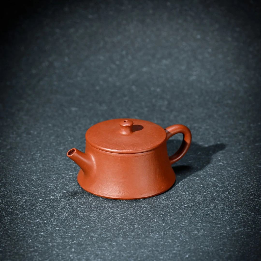 【全手·小粗朱泥云柱】95cc小品全手朱泥云柱壶