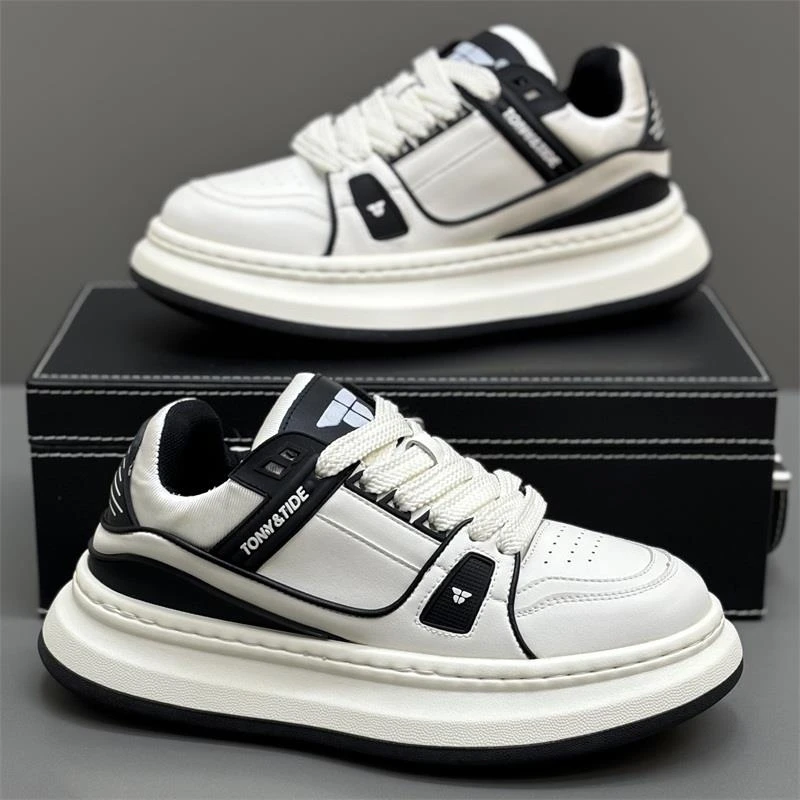 HKHY男士鞋子爆款潮流皮面休闲鞋厚底增高老爹鞋百搭复古运动