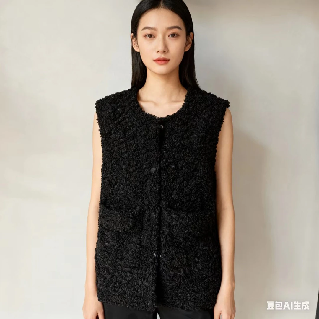 加厚保暖无袖马甲背心女冬季新款中长款无袖显瘦外套-117