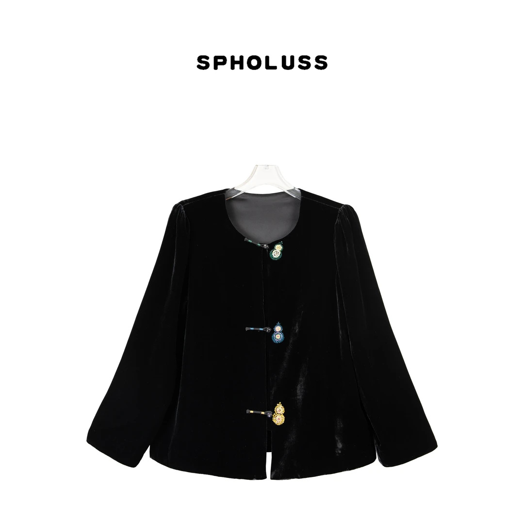 【丝芙玉禄】【K482】重磅100%真丝丝绒重工侧面葫芦真丝丝绒外套