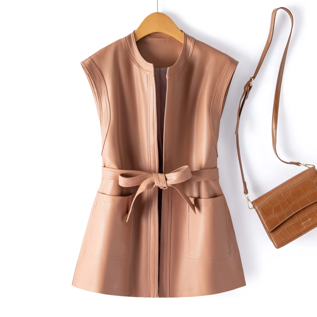 LiLi【海宁马甲】2025百搭正版皮衣海宁皮马甲皮衣外套