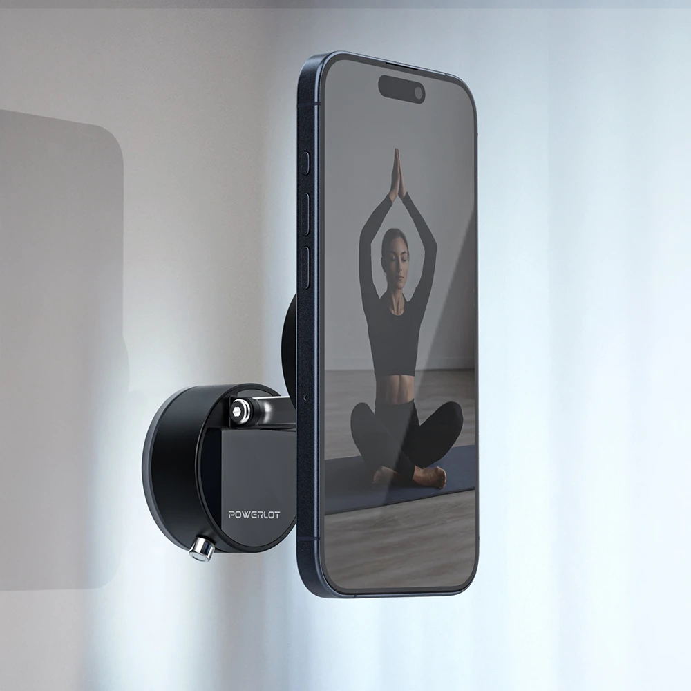 POWERLOT新款车载手机支架折叠真空吸附式汽车导航支架墙面支架