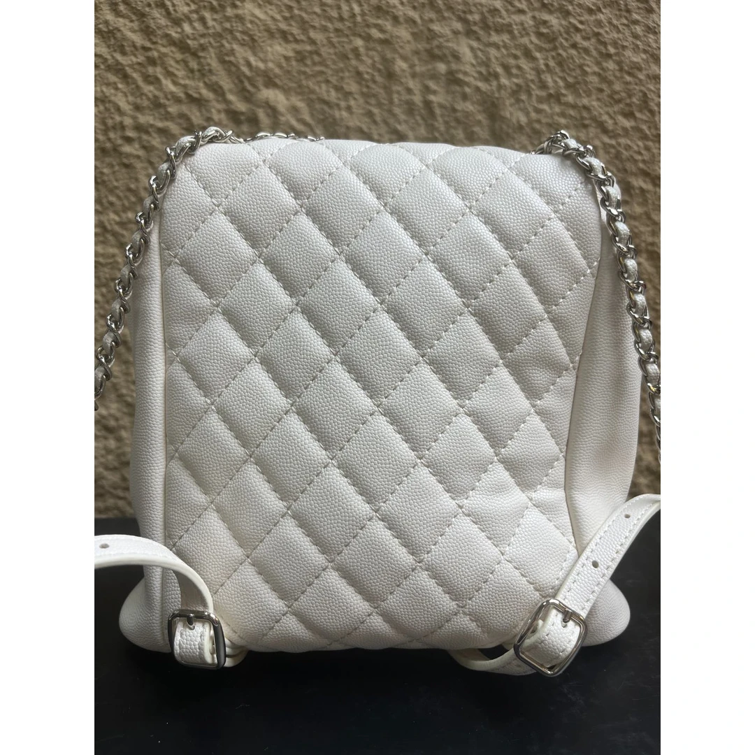 TOLEX2025新款手工时尚双肩真皮白色女包20cm