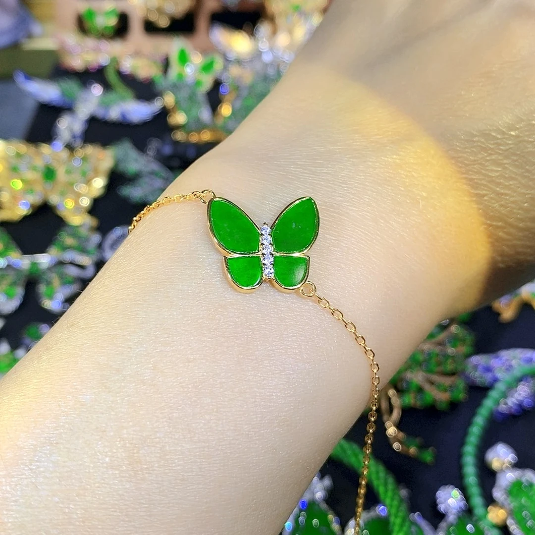 吊坠(不含链)银S925镶嵌翡翠