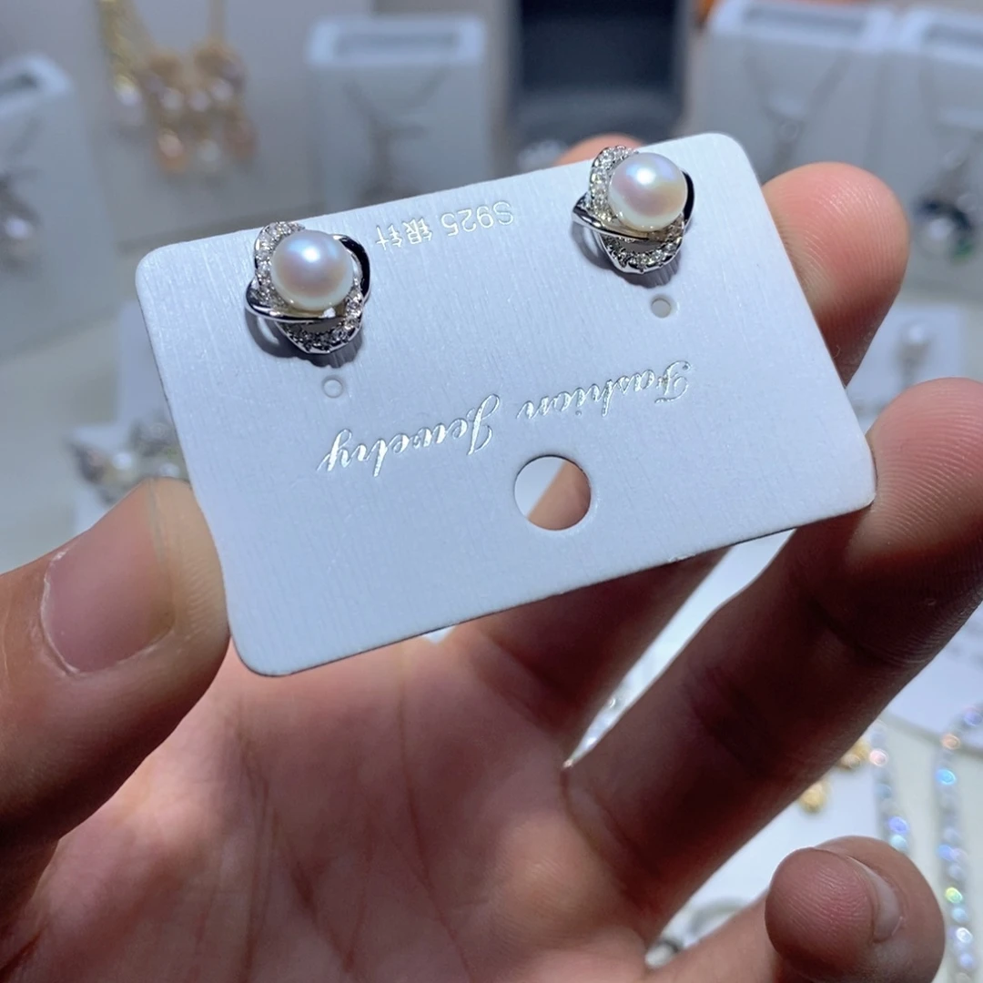 银S925镶嵌耳饰淡水珍珠