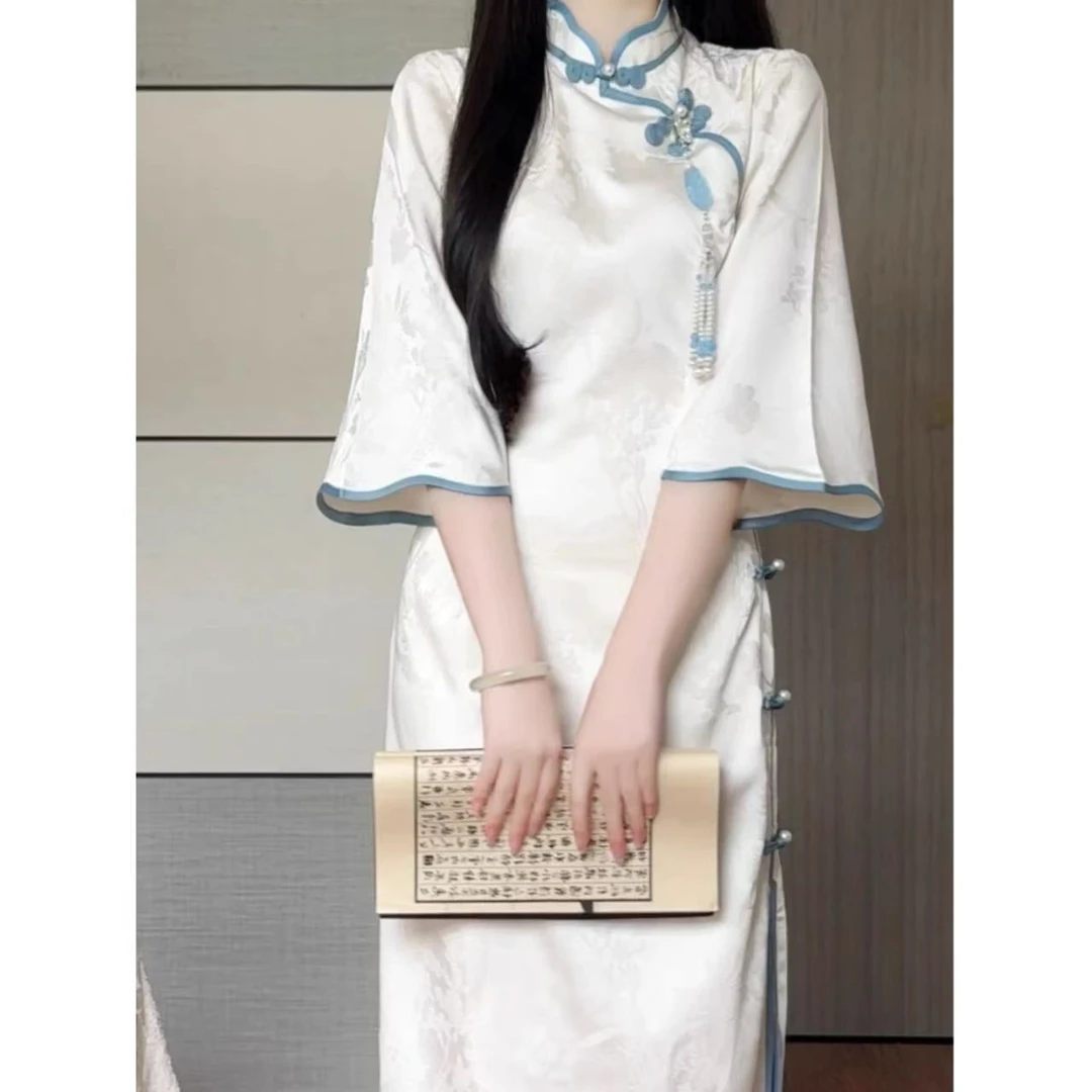 【D44】2025春季新款倒大袖旗袍女新款新中式改良连衣裙