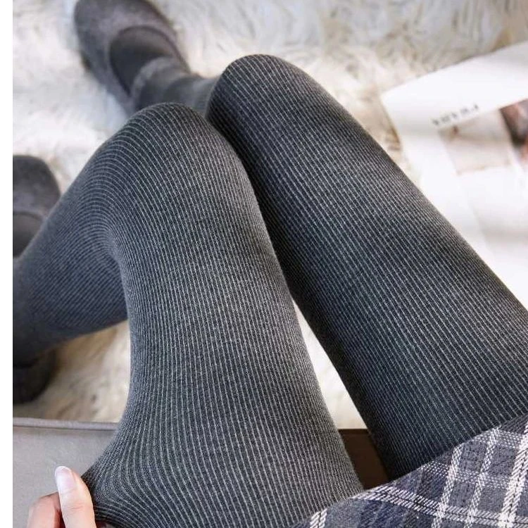 【显瘦保暖】350克加绒加厚竖条纹打底裤袜高腰秋冬季一体加绒裤袜