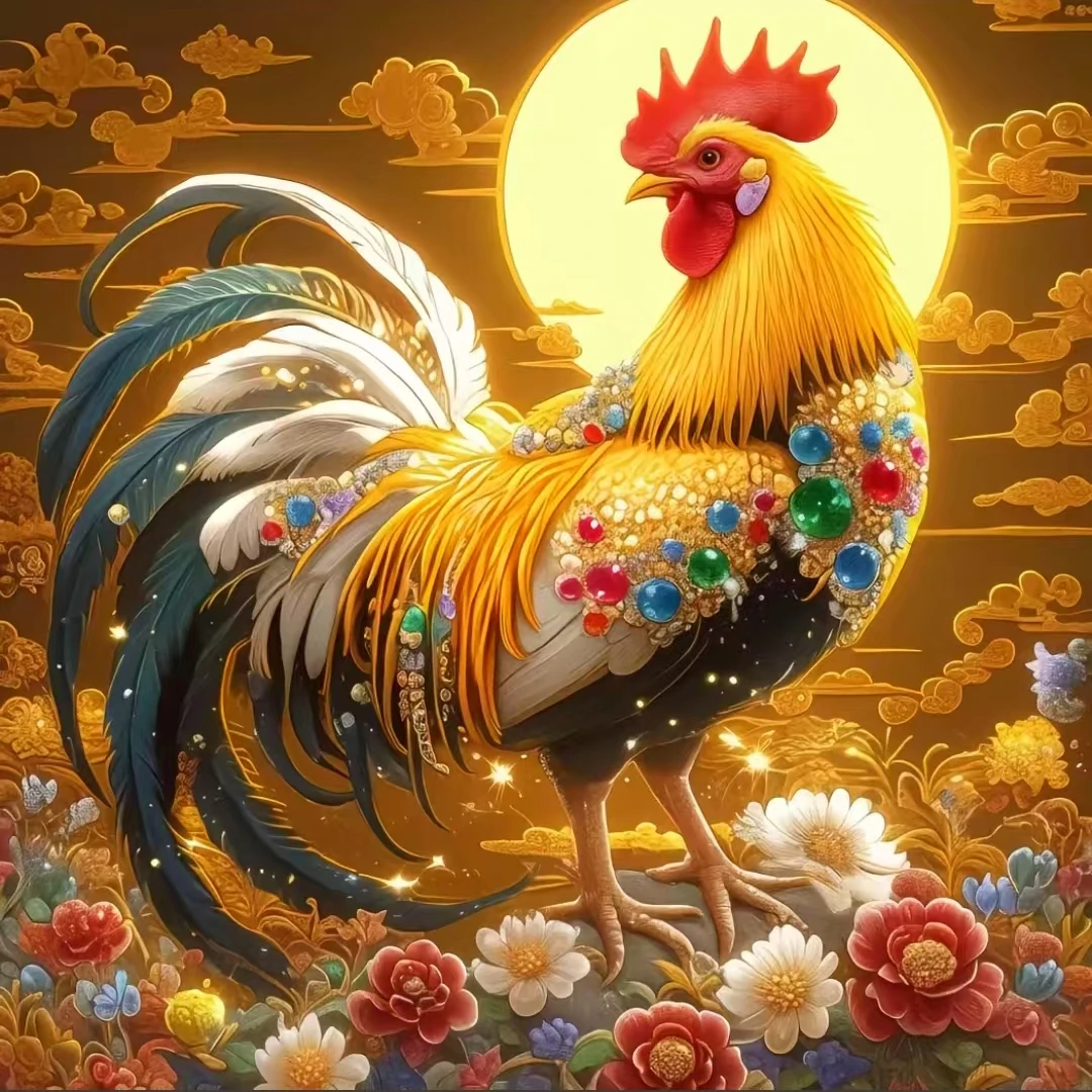 120X88金鸡报晓，