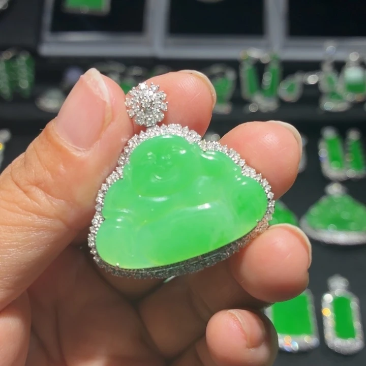 吊坠(不含链)18K金镶嵌翡翠翡翠