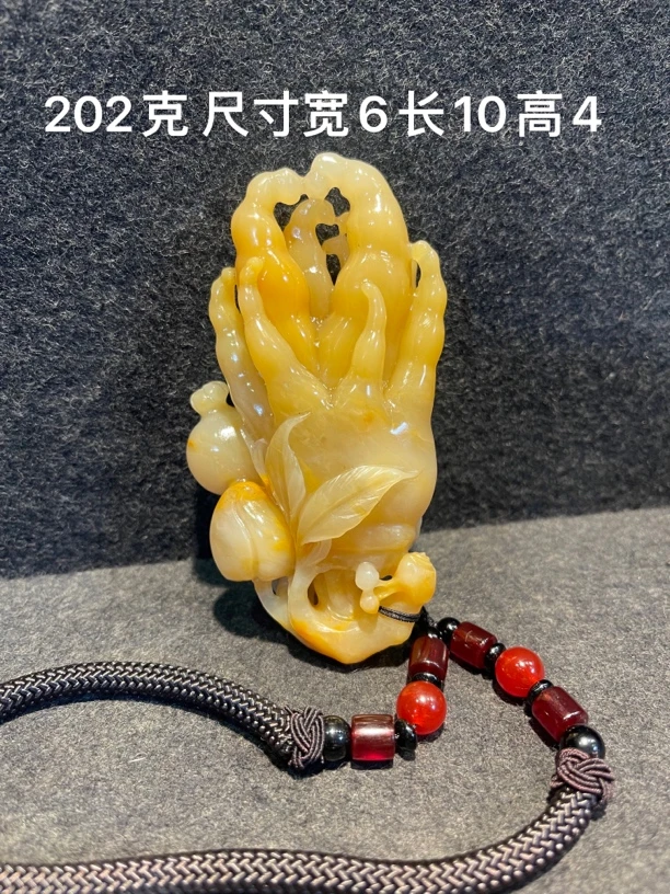 寿山石芙蓉石 佛手 手把件 尺寸宽6长10高4