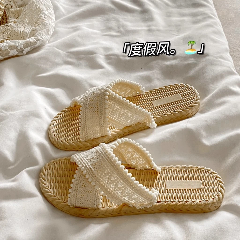 海岛度假~！拖鞋女鞋外穿夏季新款百搭平底仙女沙滩凉拖鞋