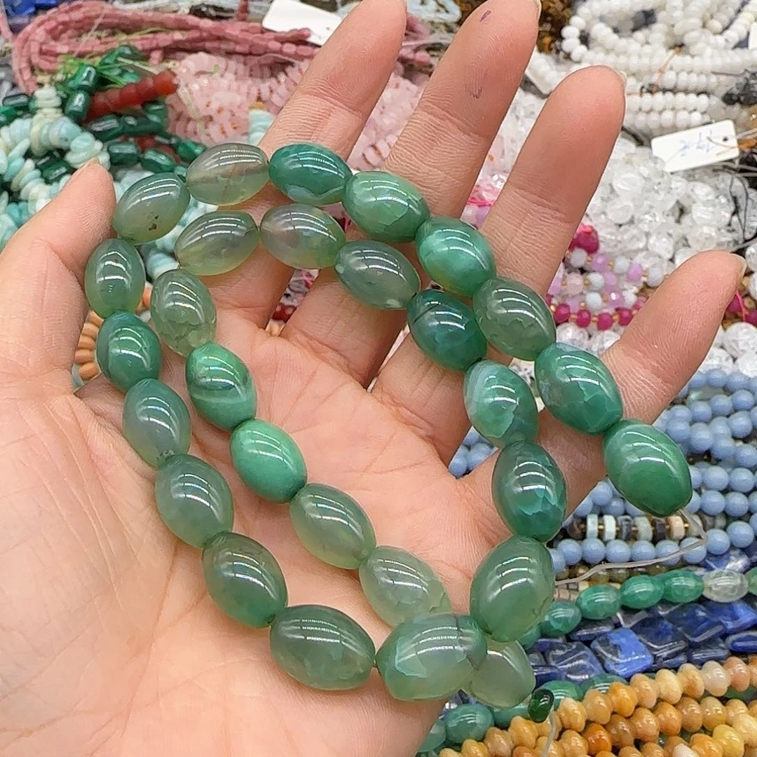 玛瑙/玉髓合金珠宝半成品龙陵绿玛瑙10mm一条