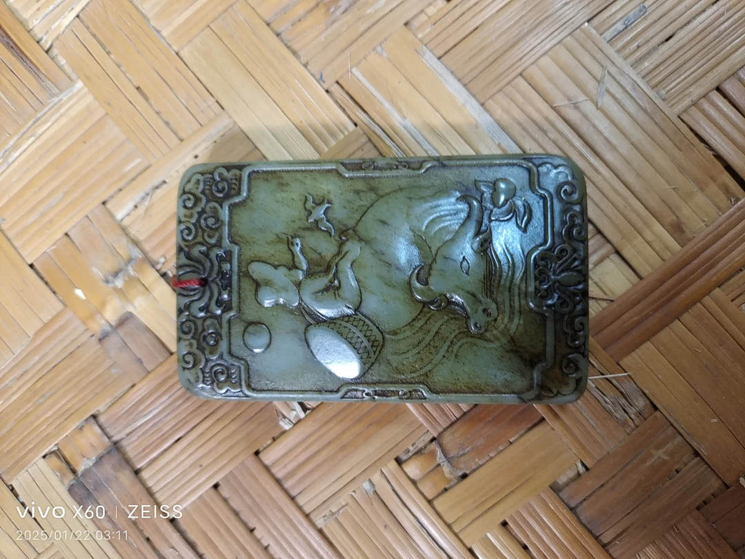 唐总心意链接玉石子冈牌小孩骑牛