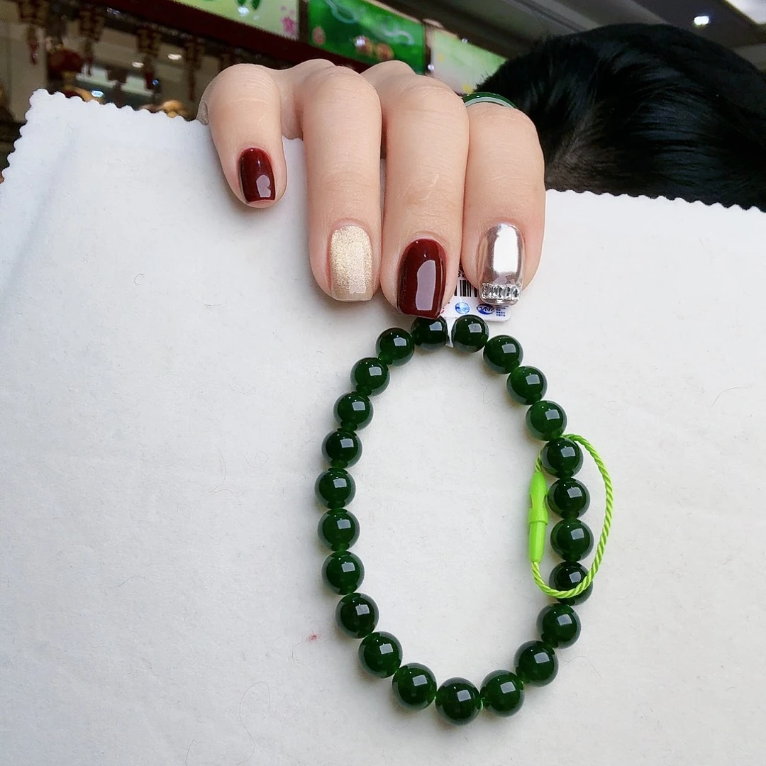 和田玉（碧玉）手链未镶嵌李*鹏