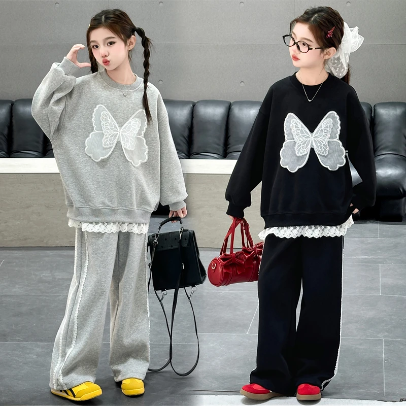 女童春装2025新款卫衣套装时髦韩版女孩春秋款卫衣卫裤休闲两件套