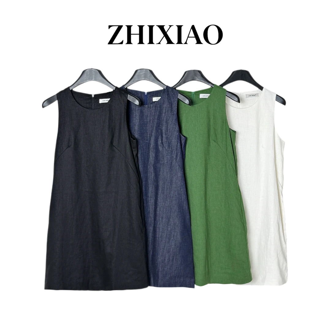 【ZHIXIAO】夏季新款：极简麻料连衣裙82911